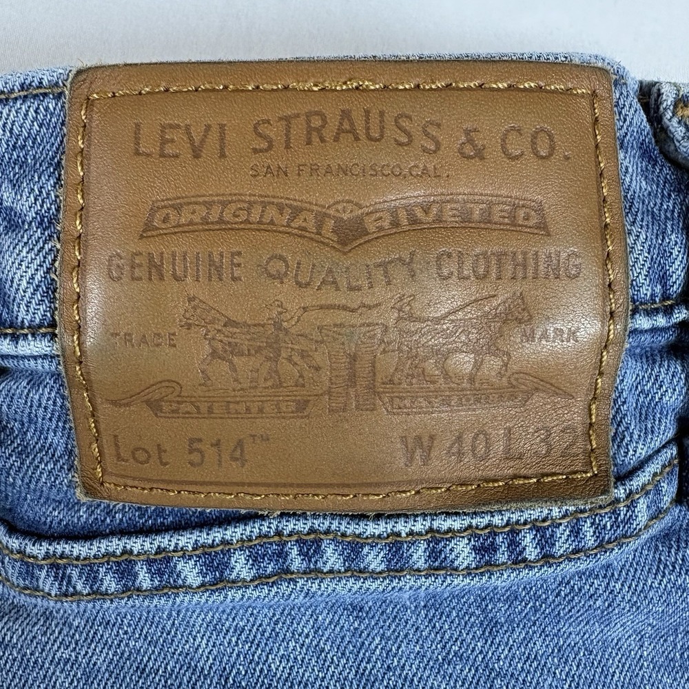 Levi's 514 Straight Fit Jeans Mens 40x32 Blue Denim Premium Casual Classic - Picture 10 of 13